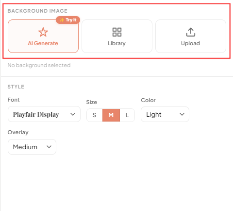 choose background to create a quote image using ai generation library or upload